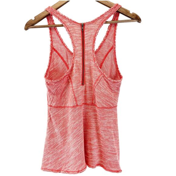 Free People Womens XS Racerback Striped Tank Top Back Zip Dark Coral Orange - Picture 2 of 9